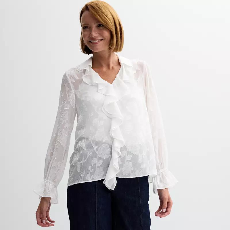 Womens Jaclyn Smith Clip Jacquard Blouse with Cami Product Image