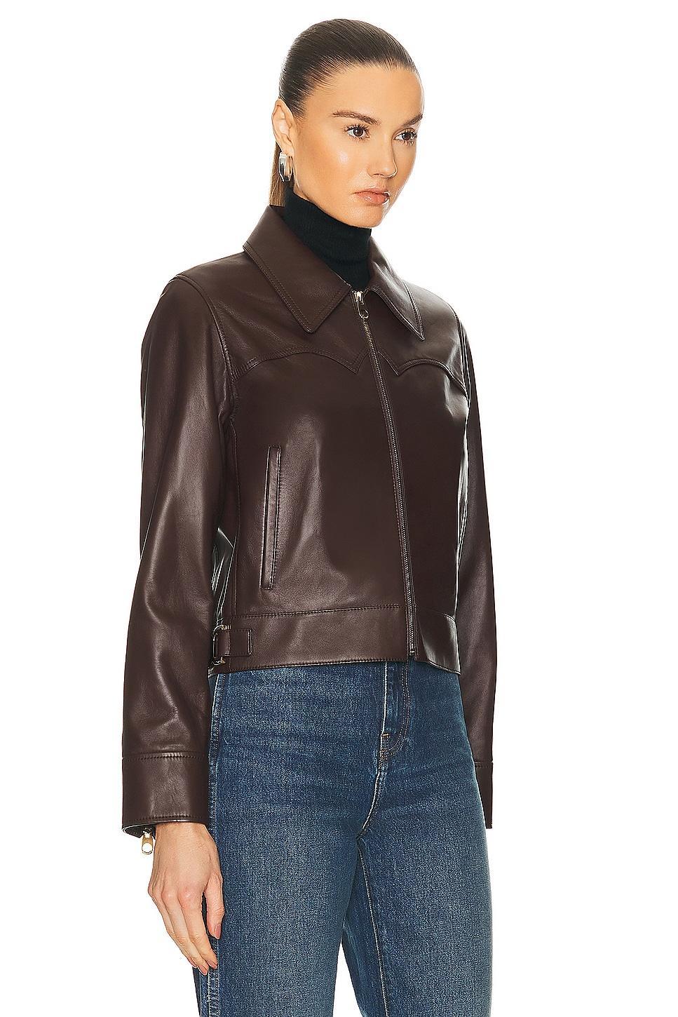 Chloe Leather Jacket Brown. (also in ). Product Image