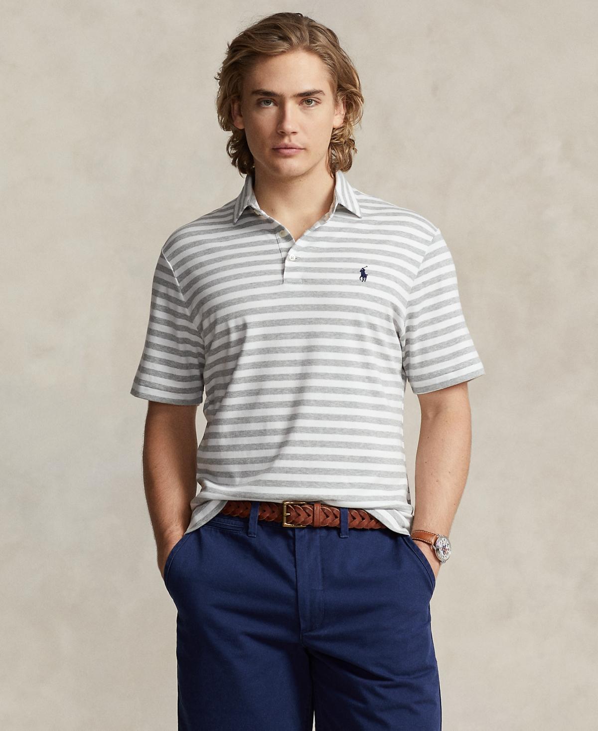 Mens Striped Cotton Polo Shirt Product Image