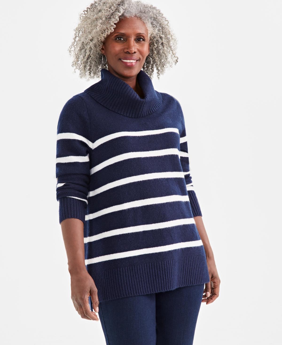 Style & Co Womens Striped Cozy Turtleneck Tunic Sweater, Created for Macys Product Image