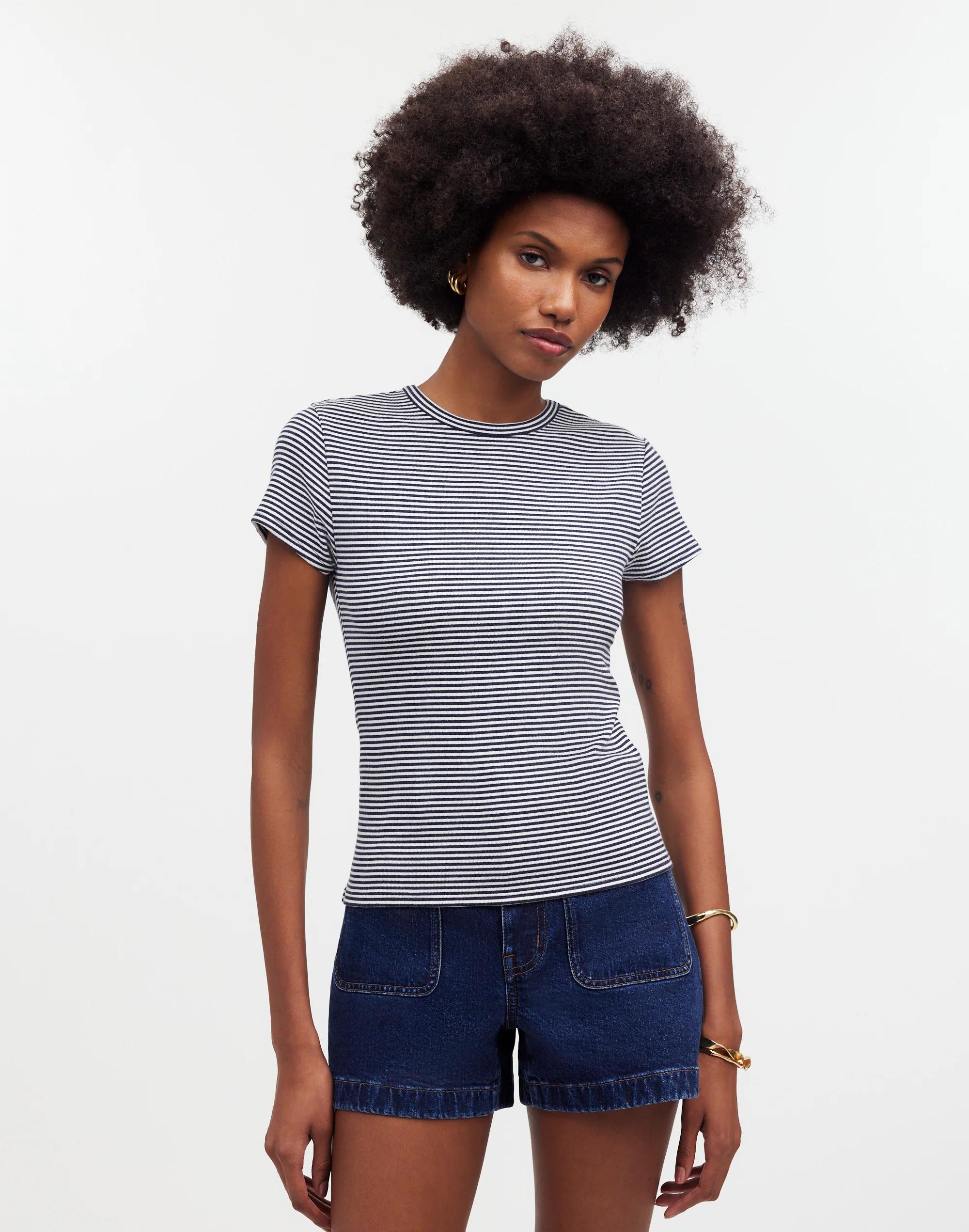 Drapey Rib Tee in Stripe Product Image