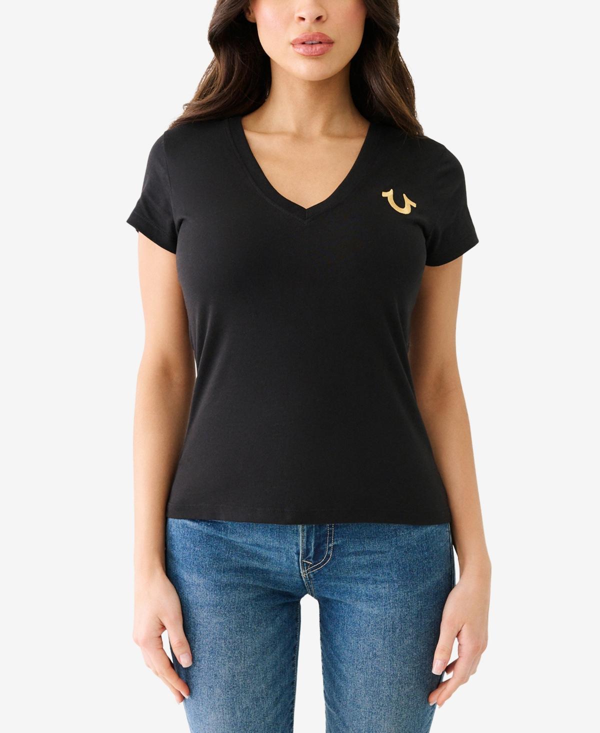 True Religion Womens Short Sleeve Horseshoe V-Neck T-shirt Product Image