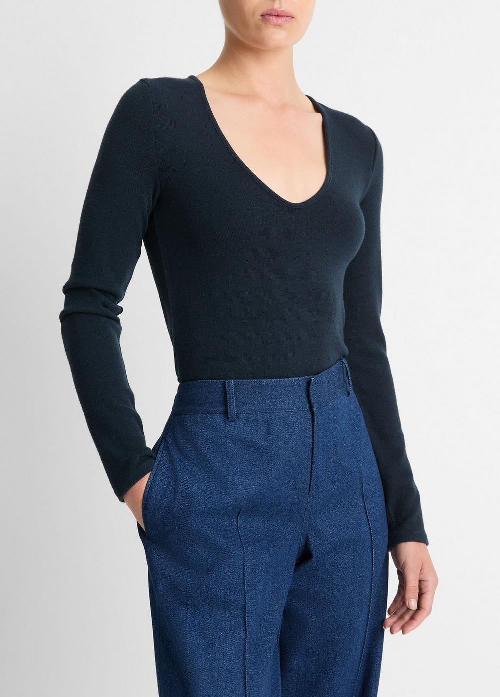 Cozy Long-Sleeve V-Neck Top Product Image