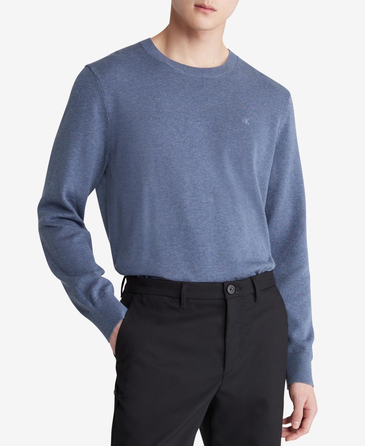 Calvin Klein Mens Classic Fit Monogram Compact Cotton Crewneck Sweater Product Image