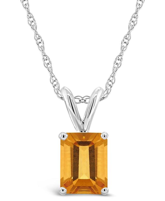 Celebration Gems 14k Gold Emerald Cut Blue Topaz Pendant Necklace, Womens Product Image