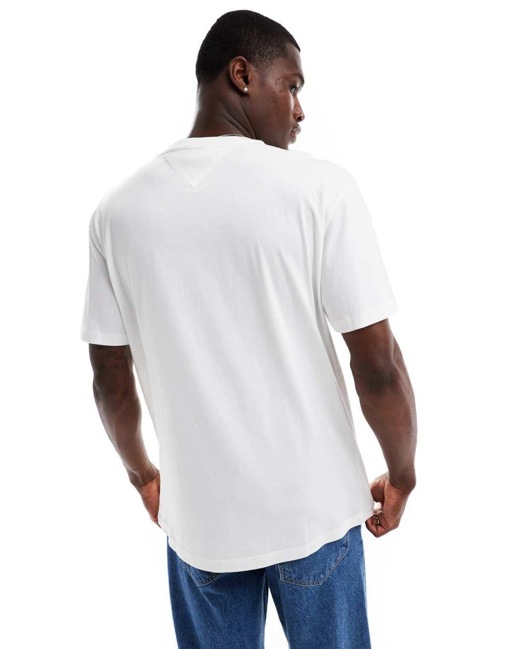 Tommy Jeans linear logo T-shirt in white Product Image