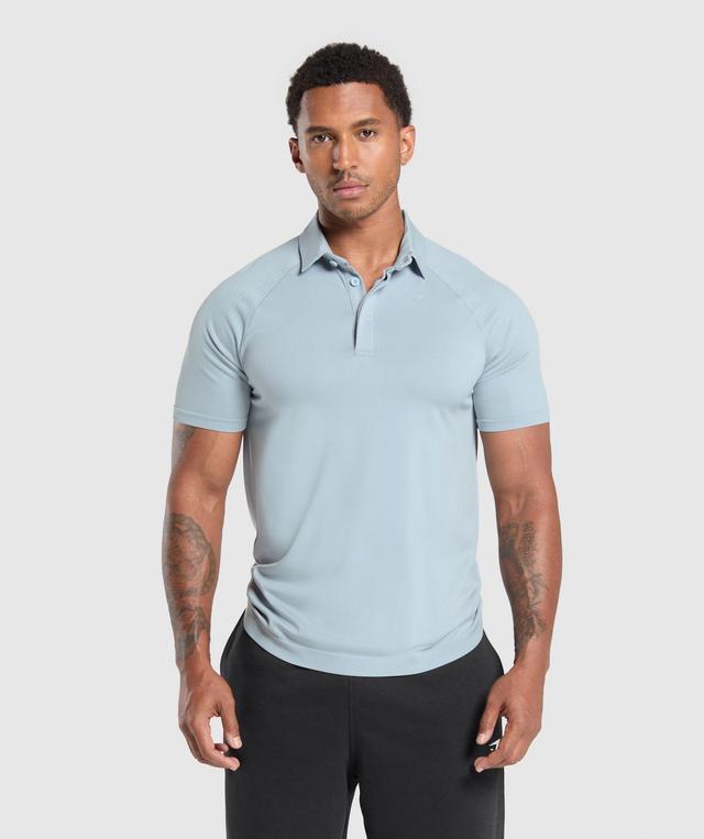 Gymshark Seamless Polo Shirt - Salt Blue Male Product Image