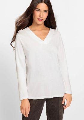 Olsen Womens Long Sleeve Solid V-Neck T-Shirt Product Image