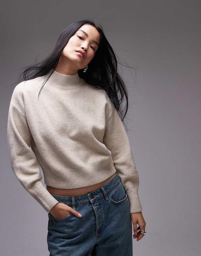 & Other Stories mock neck sweater in beige melange Product Image