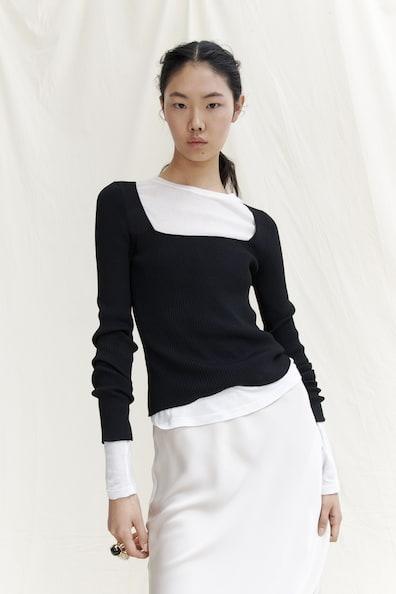 Square-neck Rib-knit Top Product Image