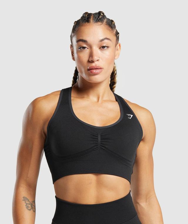 Gymshark Lift Contour Seamless Sports Bra - Black/Black Marl Female Product Image