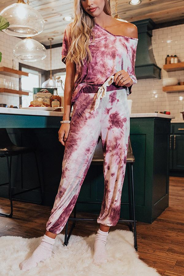 Cozy Mornings Tie Dye Joggers in Purple Product Image