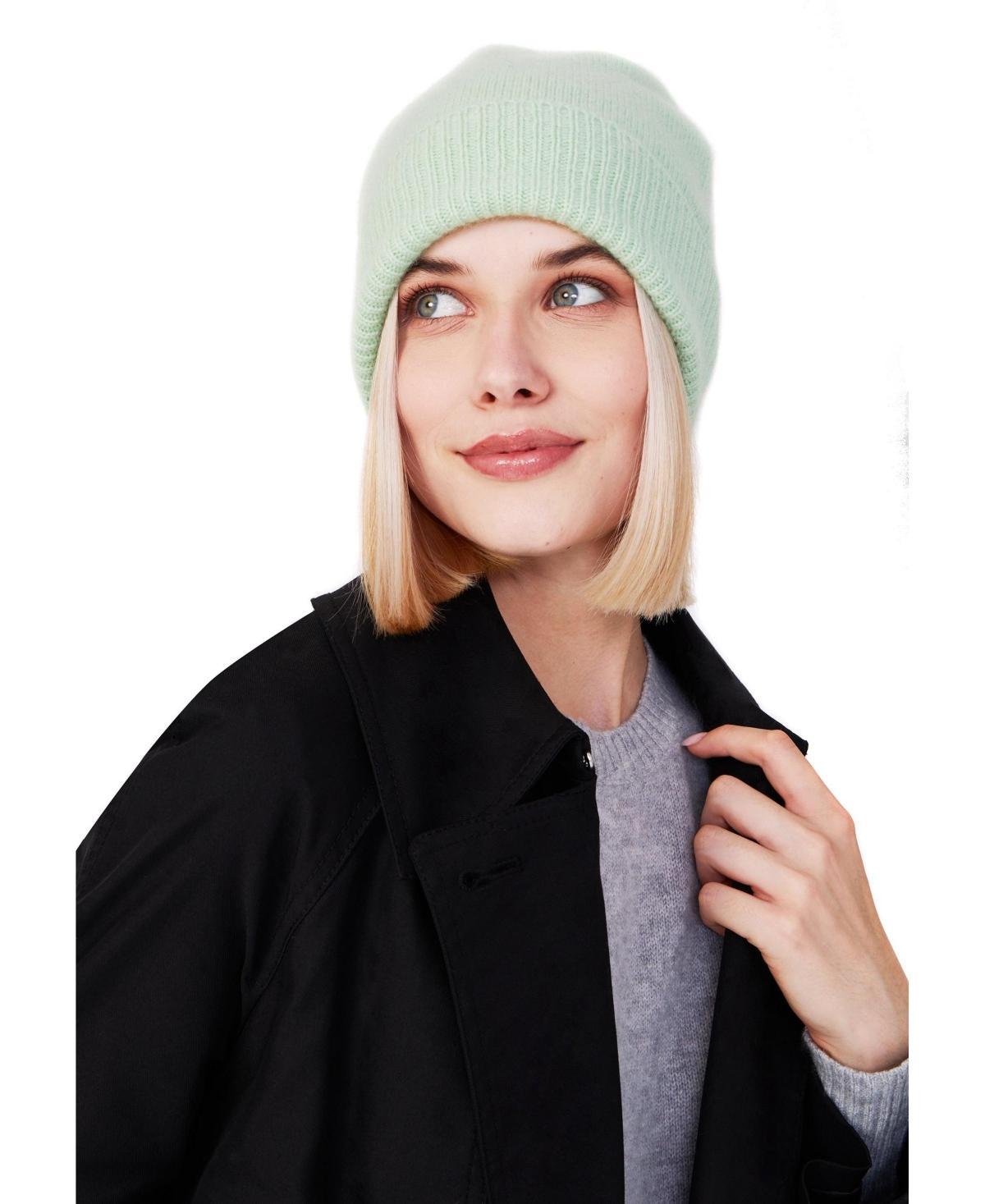 Style Republic 100% Pure Cashmere Womens Ribbed Cuff Beanie Product Image