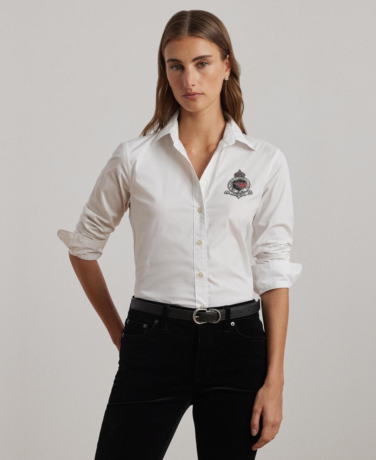 Lauren Ralph Lauren Womens Classic-Fit Beaded-Crest Shirt Product Image