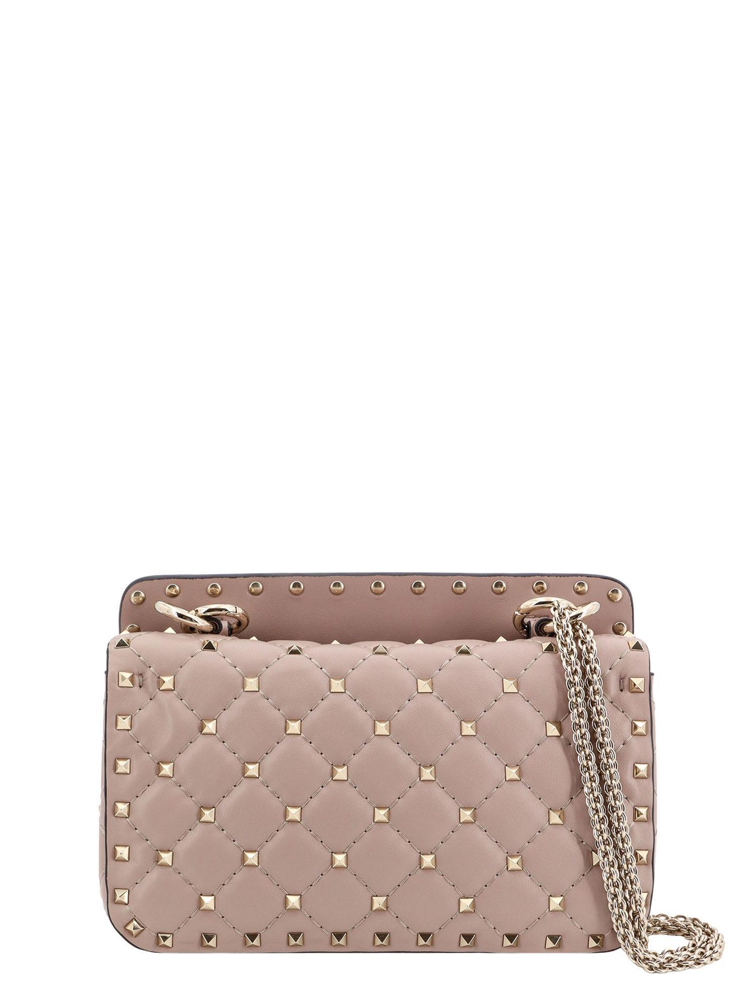 Rockstud Spike Foldover Top Shoulder Bag In Powder Product Image