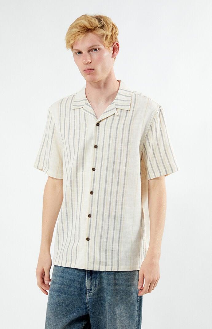 Men's Neutral Striped Camp Shirt - Product Image