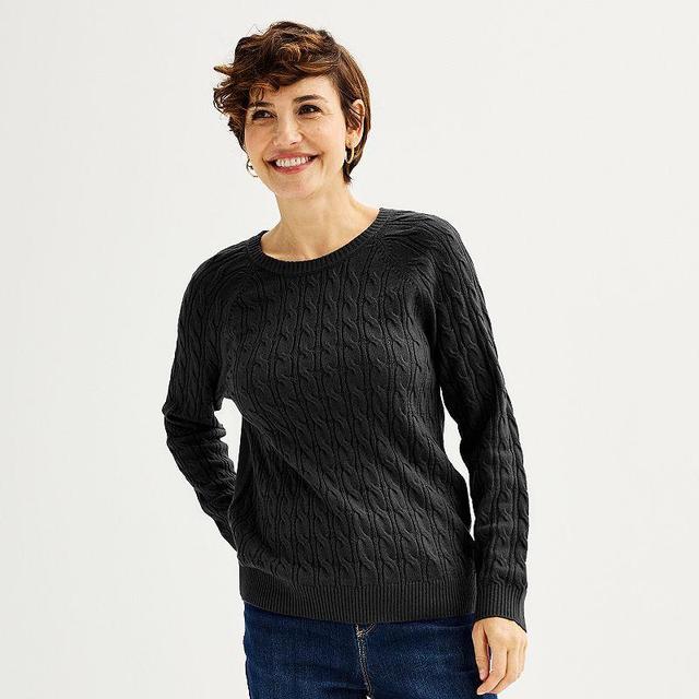 Womens Croft & Barrow The Extra Soft Cabled Crew Neck Sweater Product Image