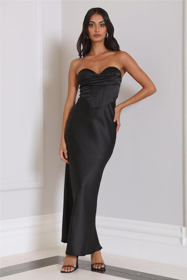 Loves Luxe Satin Maxi Dress Black Product Image