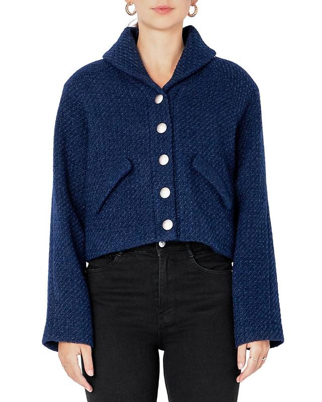 Womens Boucle Tweed Buttoned Bomber Product Image