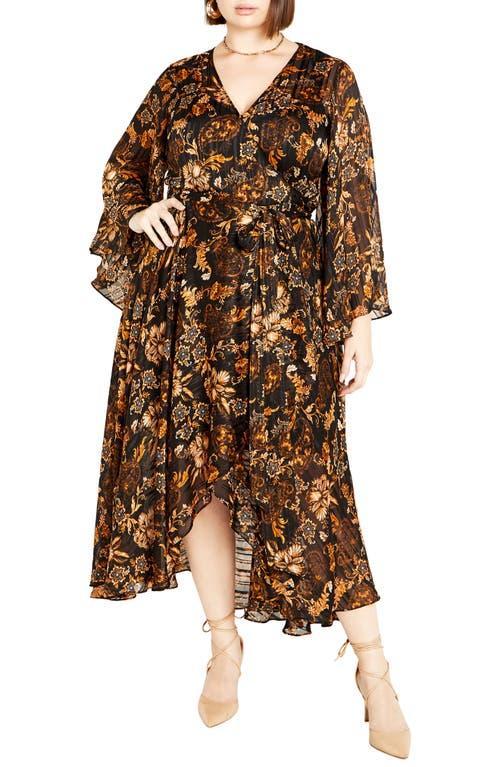 City Chic Freya Print Belted Bell Sleeve Dress Product Image