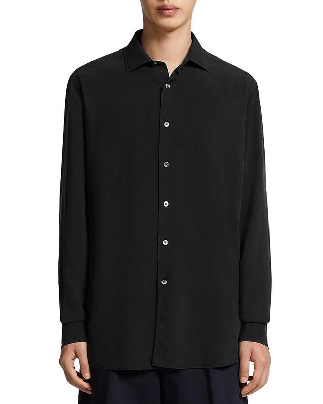 Zegna Garment Dyed Pure Silk Long Sleeve Shirt Product Image