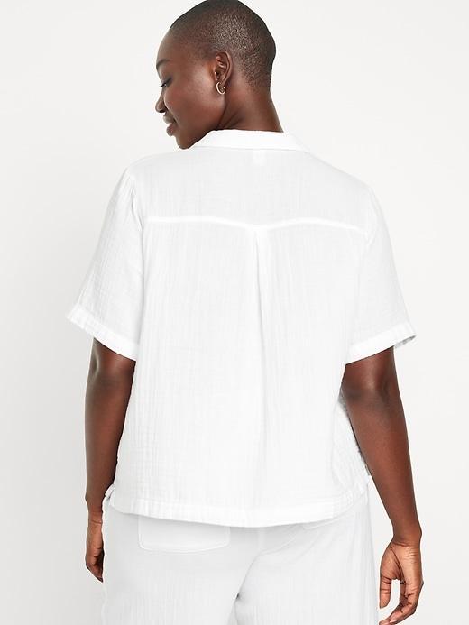 Crinkle Gauze Button-Down Top Product Image