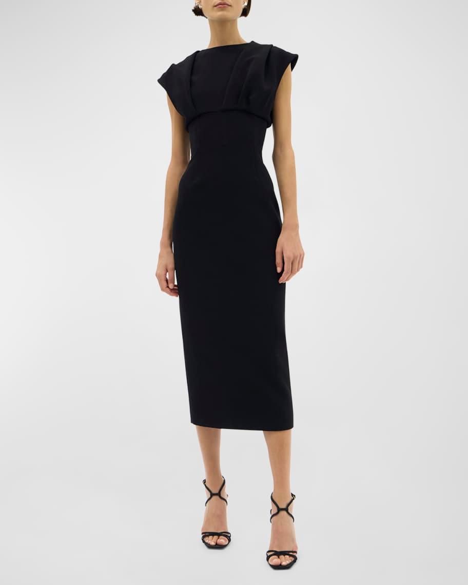 Maggie Draped Empire-Waist Sleeveless Midi Dress Product Image