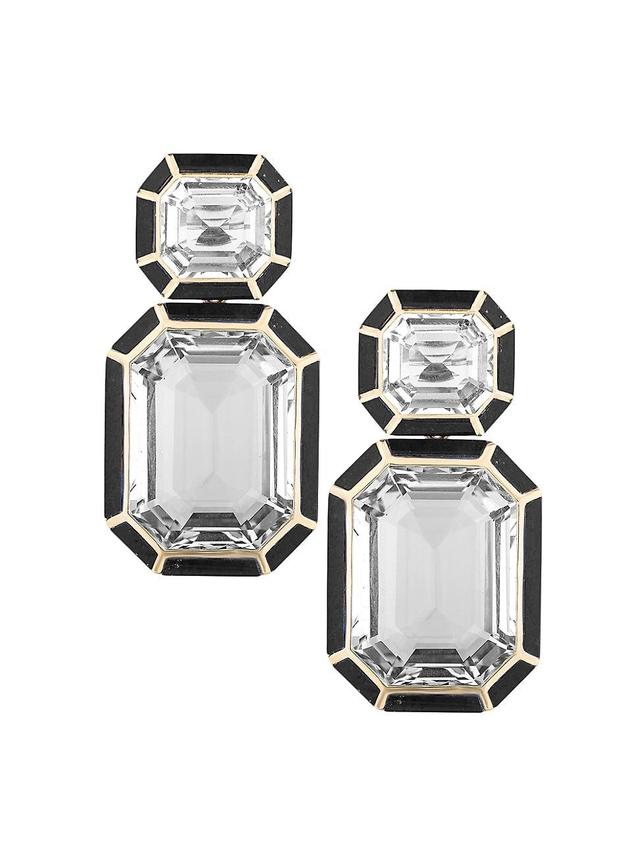 Womens Mlange 18K Yellow Gold, Rock Crystal & Black Onyx Drop Earrings Product Image