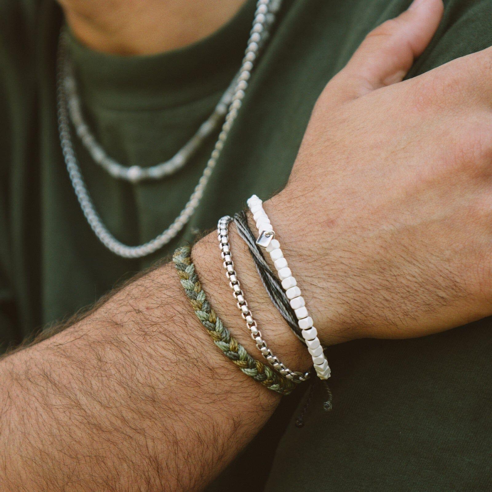 Men's Coated Hematite Stretch Bracelet Product Image