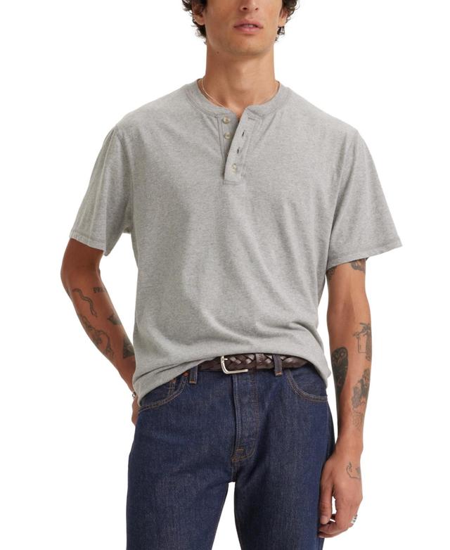 Levis Mens Relaxed-Fit Solid Short-Sleeve Henley Product Image