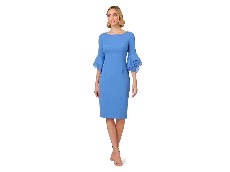 Adrianna Papell Tiered Sleeve Crepe Dress Product Image