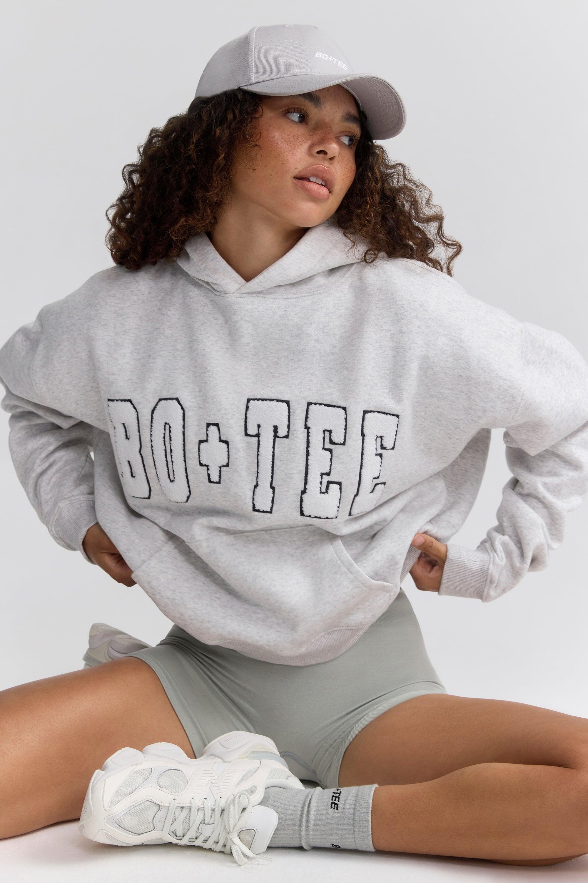 Appliqué Oversized Hoodie in Heather Grey Product Image