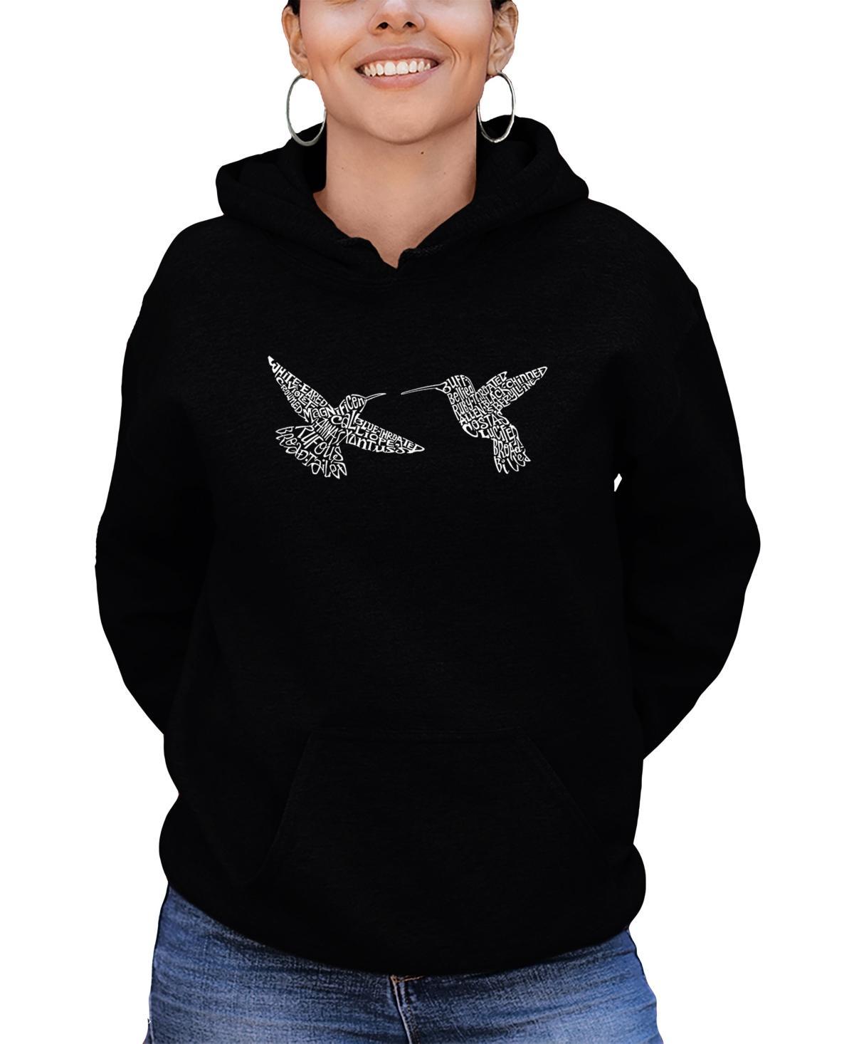 La Pop Art Womens Hummingbirds Word Art Hooded Sweatshirt Product Image