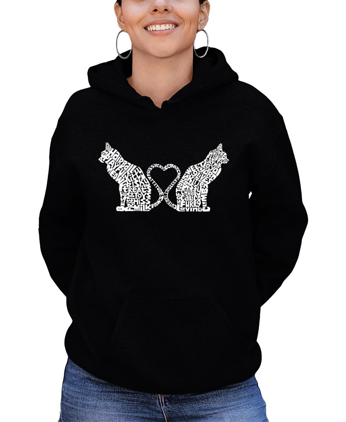 La Pop Art Womens Word Art Cat Tail Heart Hooded Sweatshirt Product Image