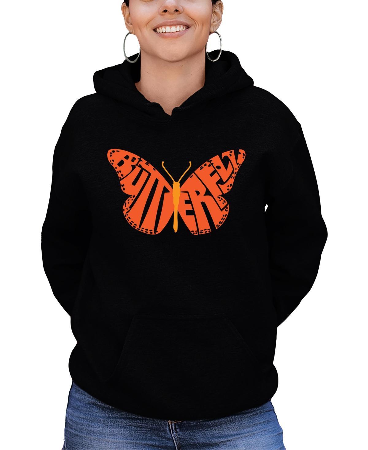 La Pop Art Womens Word Art Butterfly Hooded Sweatshirt Product Image