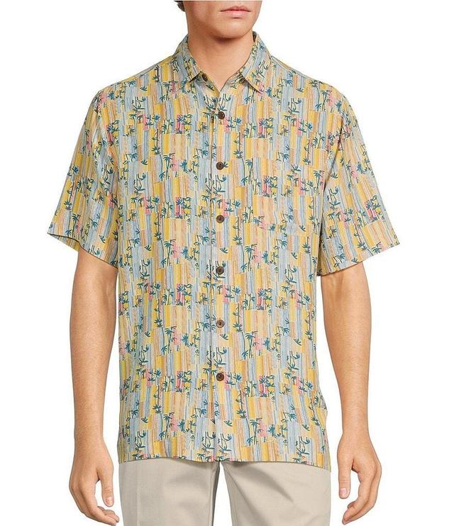 Caribbean Printed Palm Short Sleeve Woven Shirt Product Image