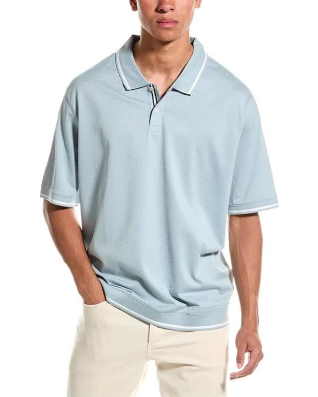 Textured Polo Shirt In Blue Product Image