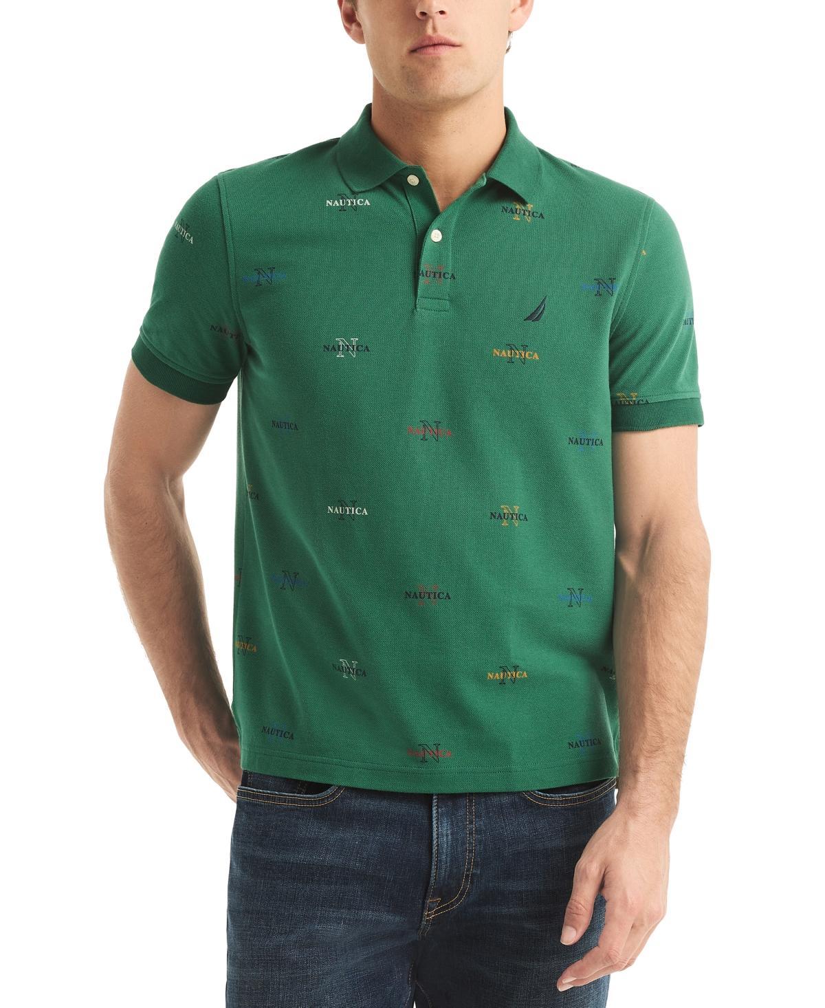 Nautica Mens Classic-Fit Logo-Print Performance Polo Shirt Product Image