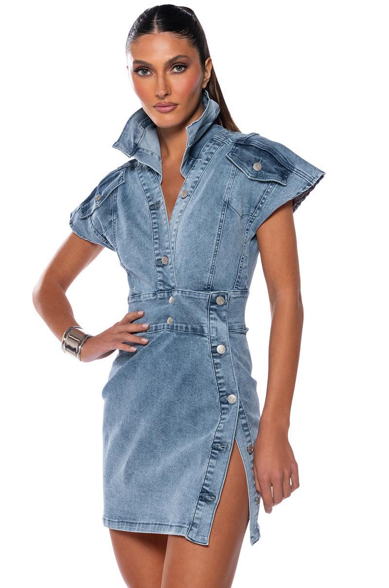 NEVER TOO MUCH DENIM MINI DRESS Product Image