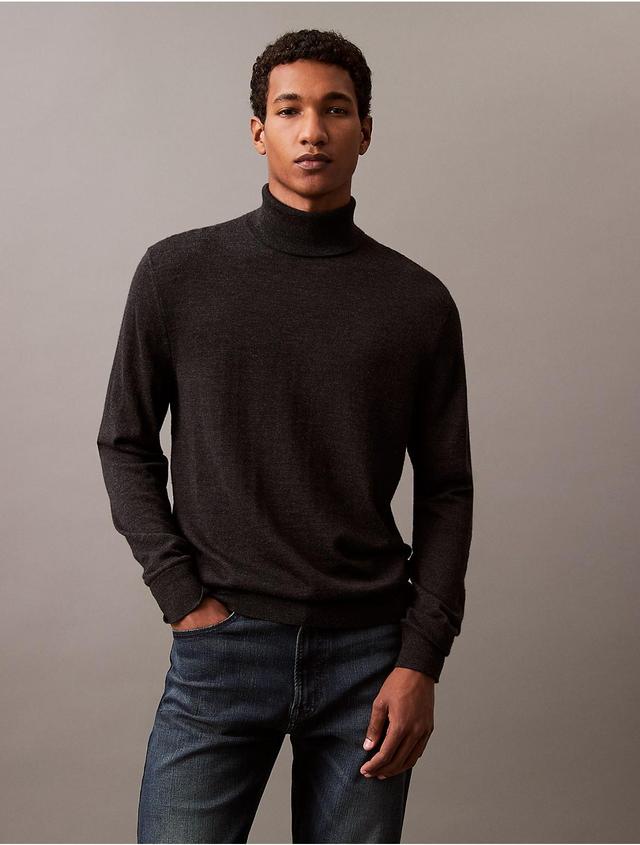 Calvin Klein Mens Extra Fine Merino Blend Turtleneck Sweater - Brown - XXL Product Image