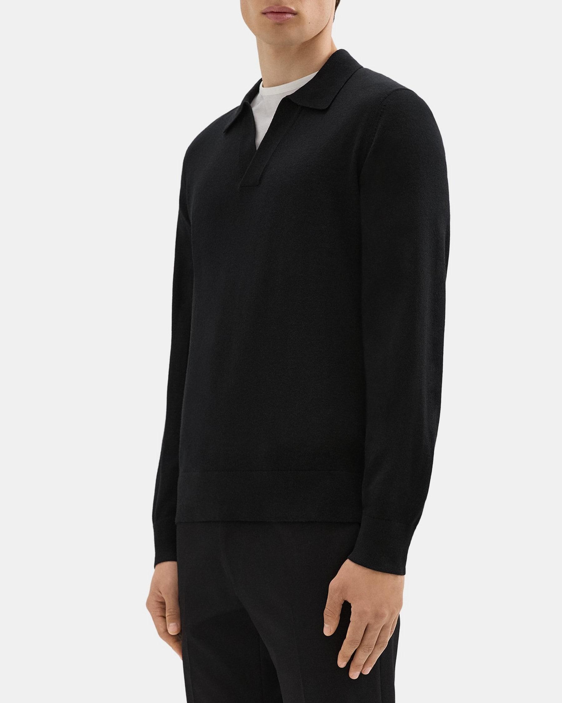 Long-Sleeve Polo in Merino Wool Product Image