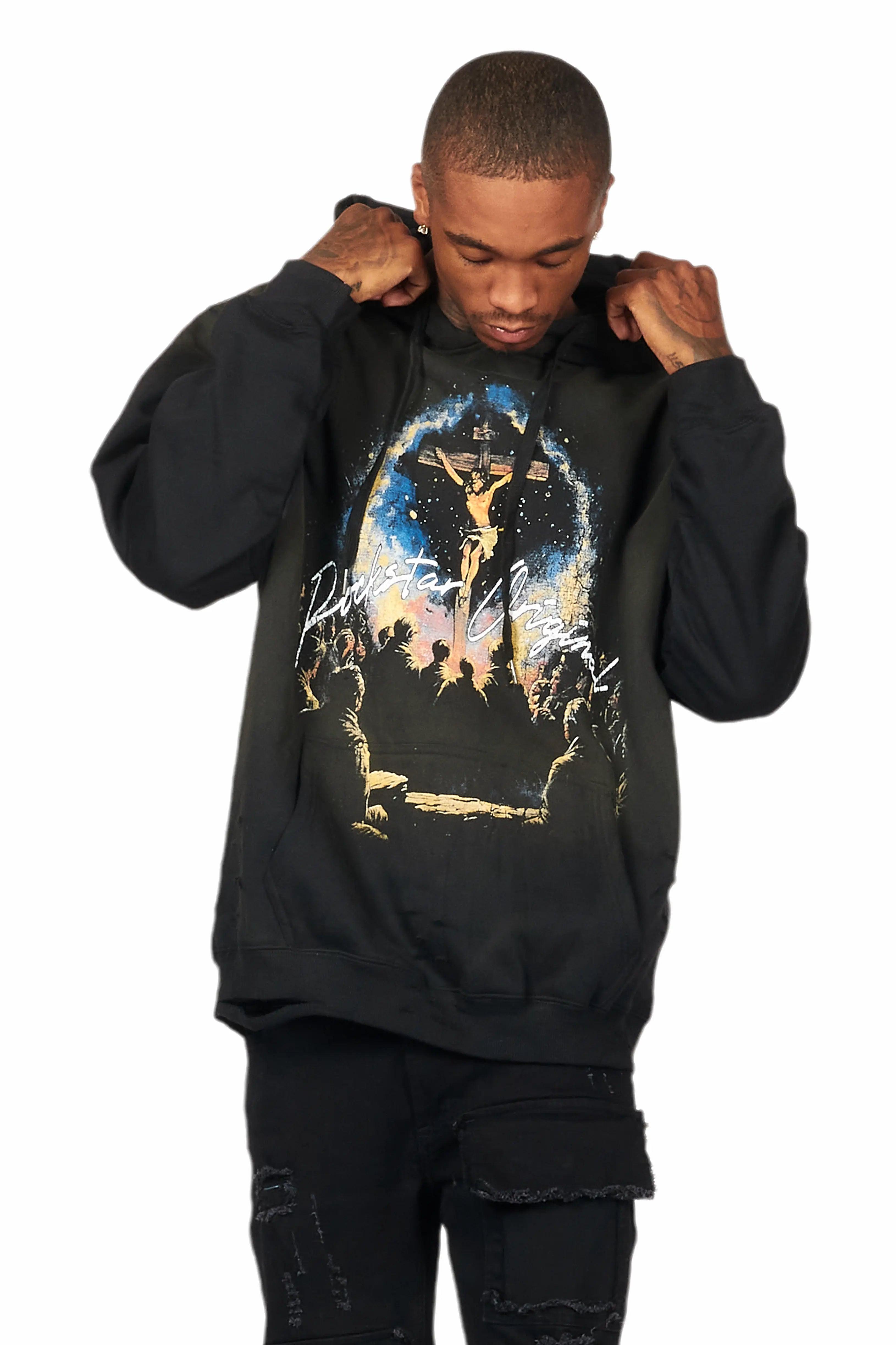 Lajos Black Graphic Hoodie Male Product Image