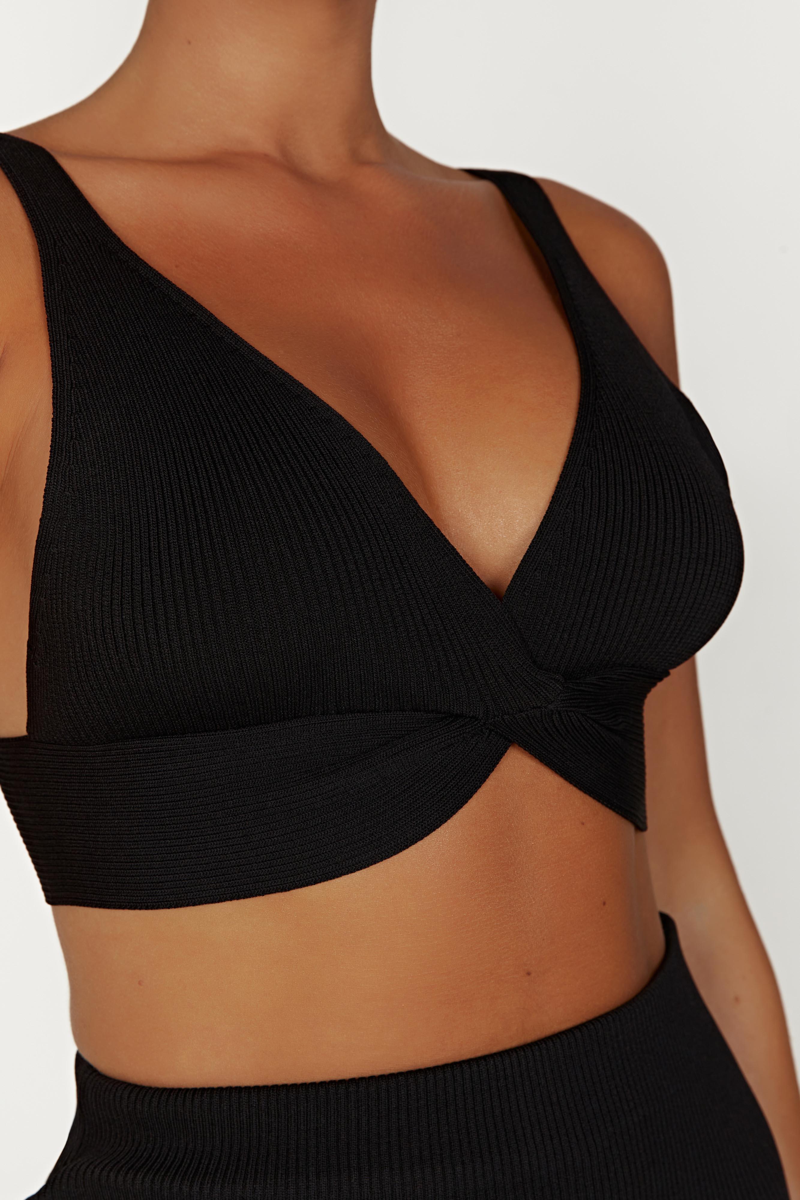 Kaesha Twist Front Knit Top - Black Product Image