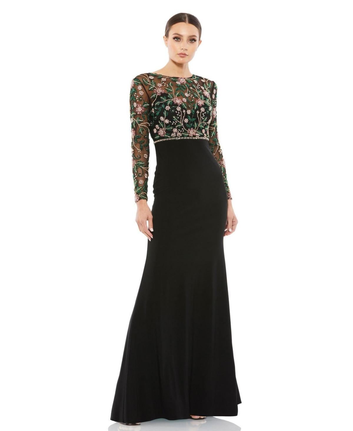 Womens Floral Beaded Gown Product Image