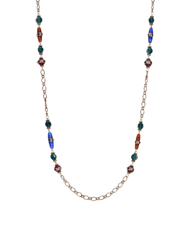 1928 Copper Tone Multicolored Strandage Necklace, Womens Product Image