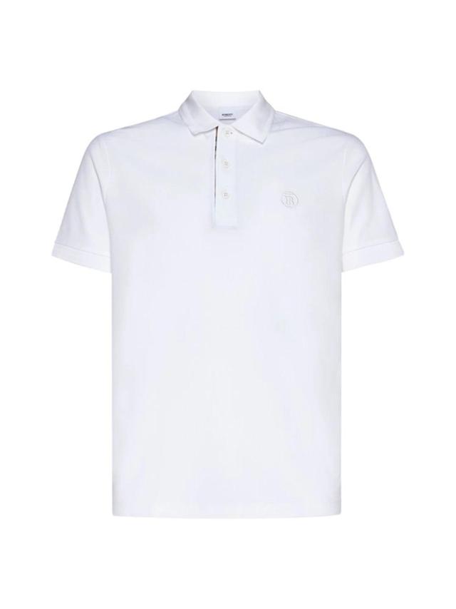 Logo Embroidered Short Sleeved Polo Shirt In White Product Image