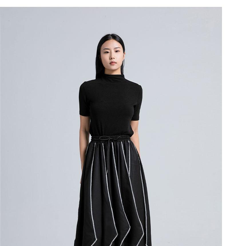 Drawstring Waist Contrast Stitched Cropped Culottes Product Image