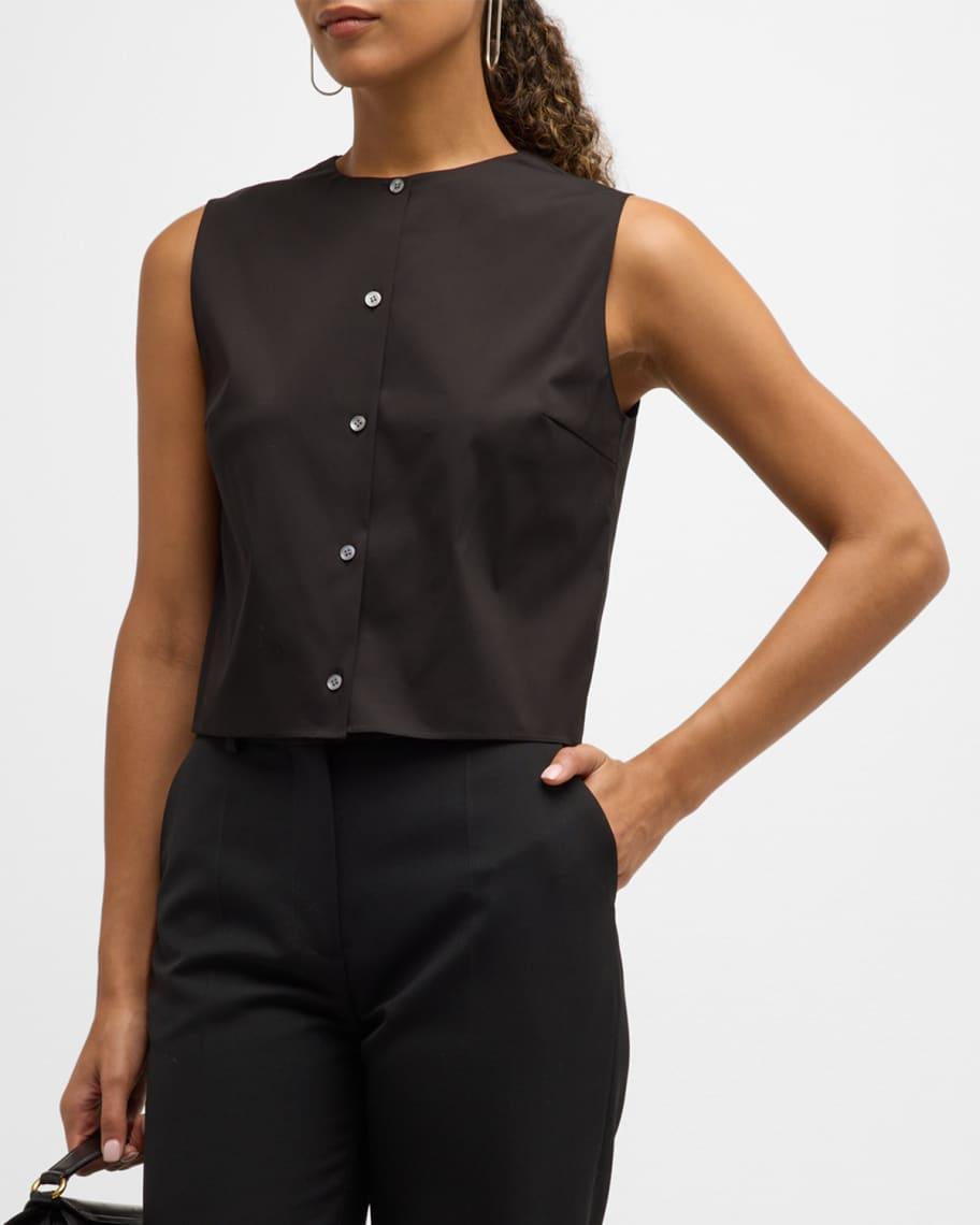 Cropped Button-Front Shell Top Product Image