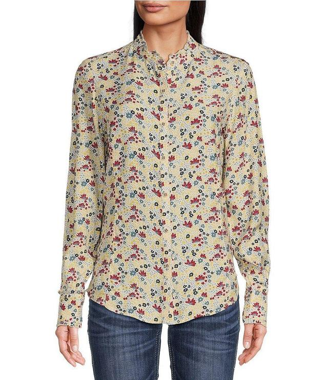 Ariat Clarion Silky Twill Long Sleeve Ruffle Trim Button-Front Blouse Product Image