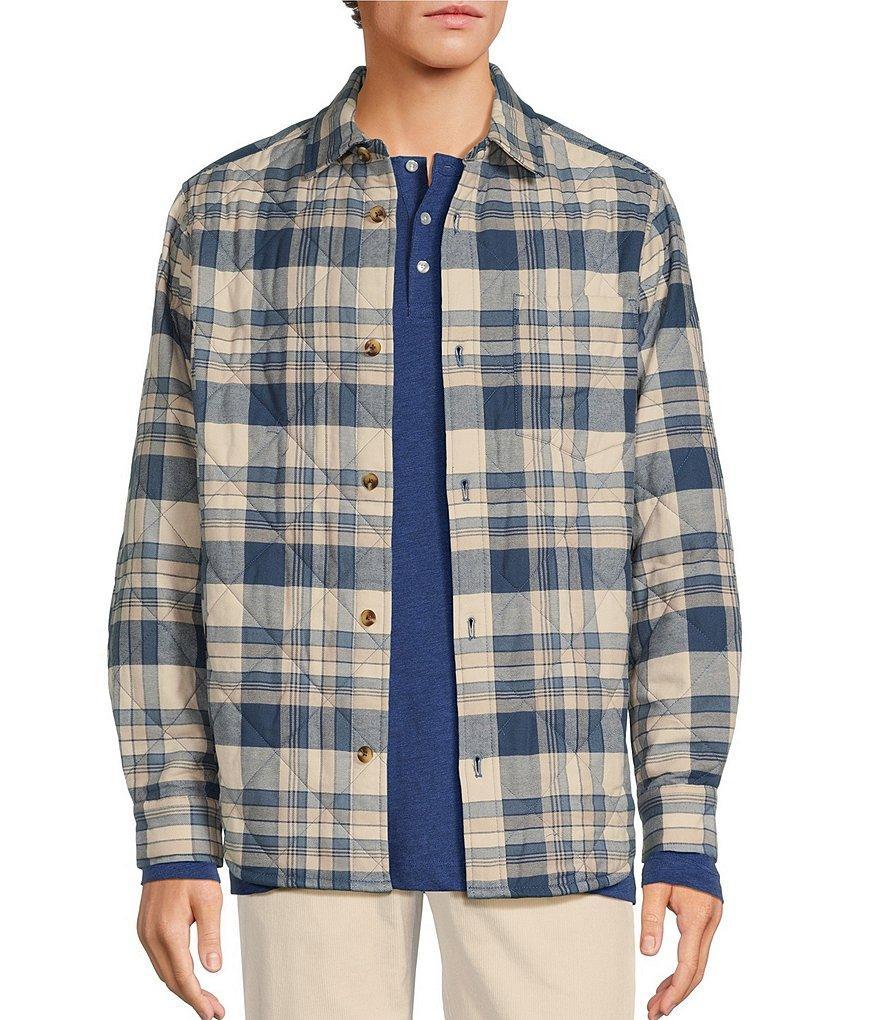 Roundtree & Yorke Long Sleeve Quilted Medium Plaid Shirt Jacket Product Image